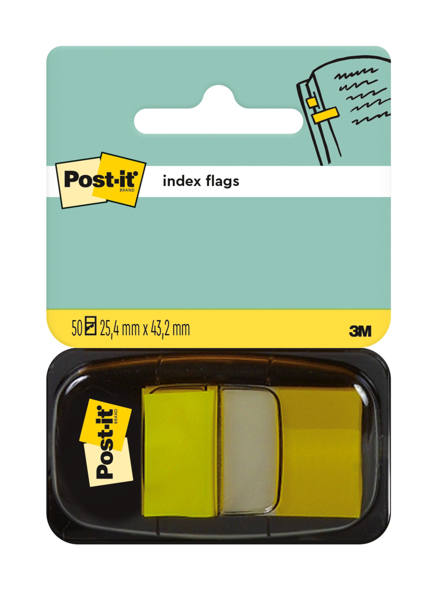 Post-it Index Flags, Medium, Blue, 25.4 mm x 43.2 mm, 50 Flags/Dispenser, 1 Dispenser/Pack