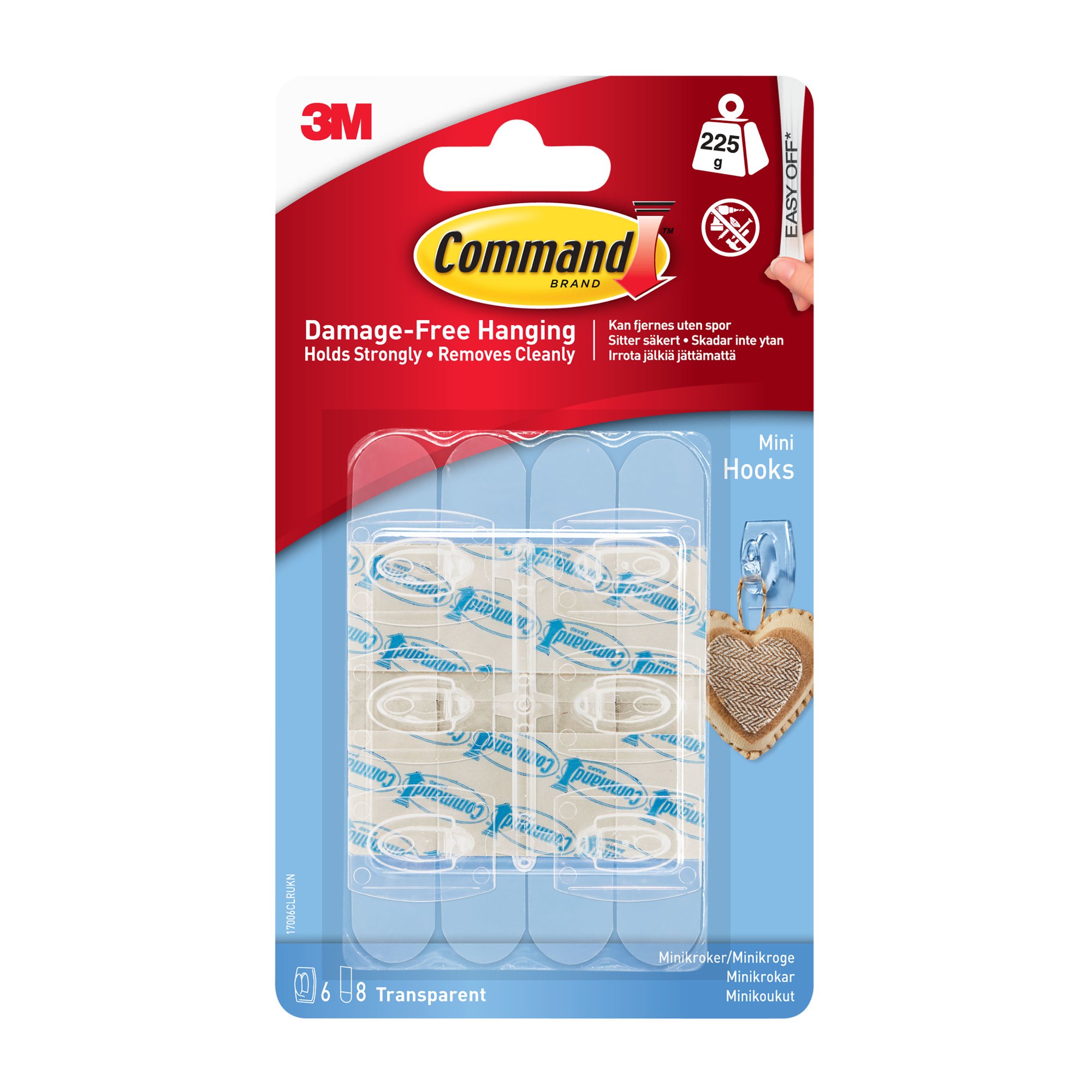 Command Mini Clear Hooks with Clear Strips 17006CLR