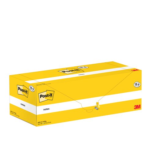 Post-it  Notes 76x127mm Canary Yellow Promo Pack 100 Sheets per Pad (Pack 18 + 6 Free) - 7100317836