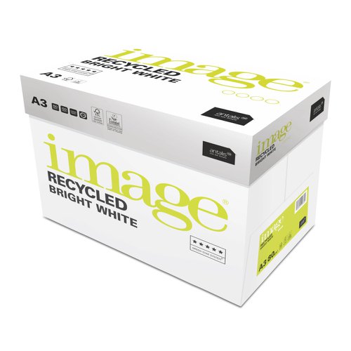 Image Bright White Recycled Printer Paper A3 80gsm (Box 5 Reams) - 623526