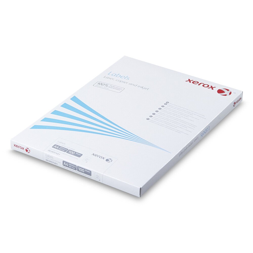 Xerox Monolaser Labels Square Corners Face:FSC4 1Up A4 210X297mm White Permanent Pack 100 003R97400