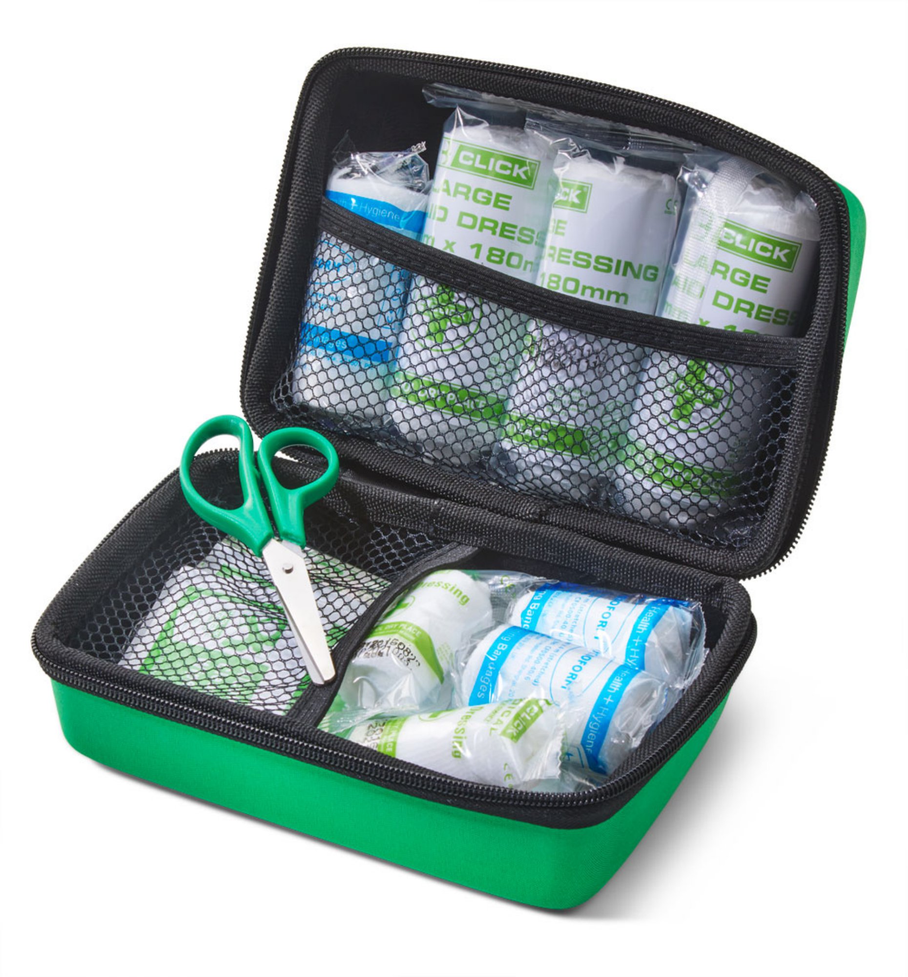 Click Medical Bs8599-1 Travel First Aid Kit In Small Feva Case Green