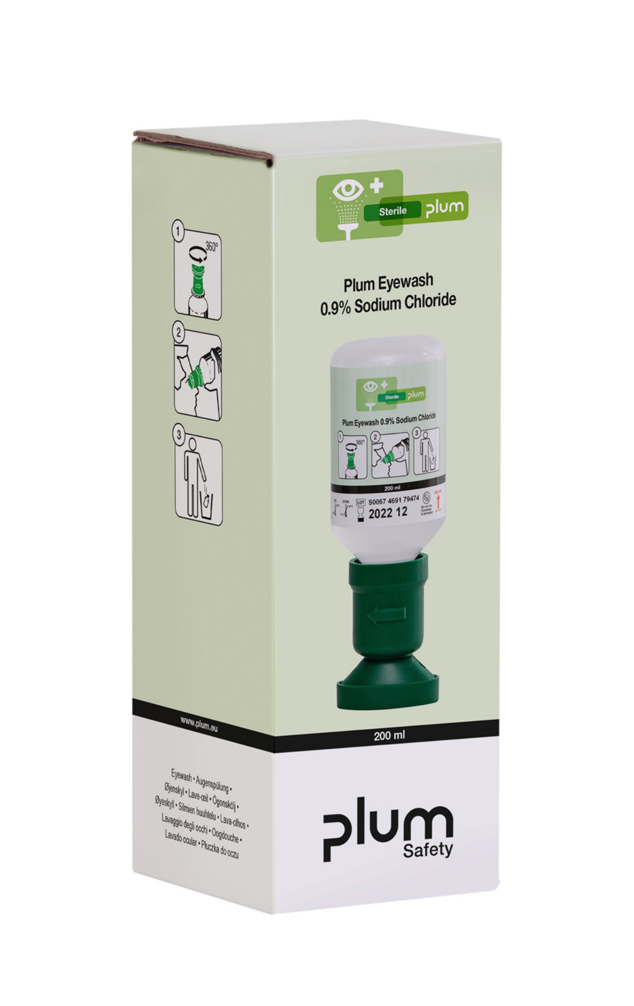 Plum eyewash 500ml 0.9 percent sodium chloride eyecup