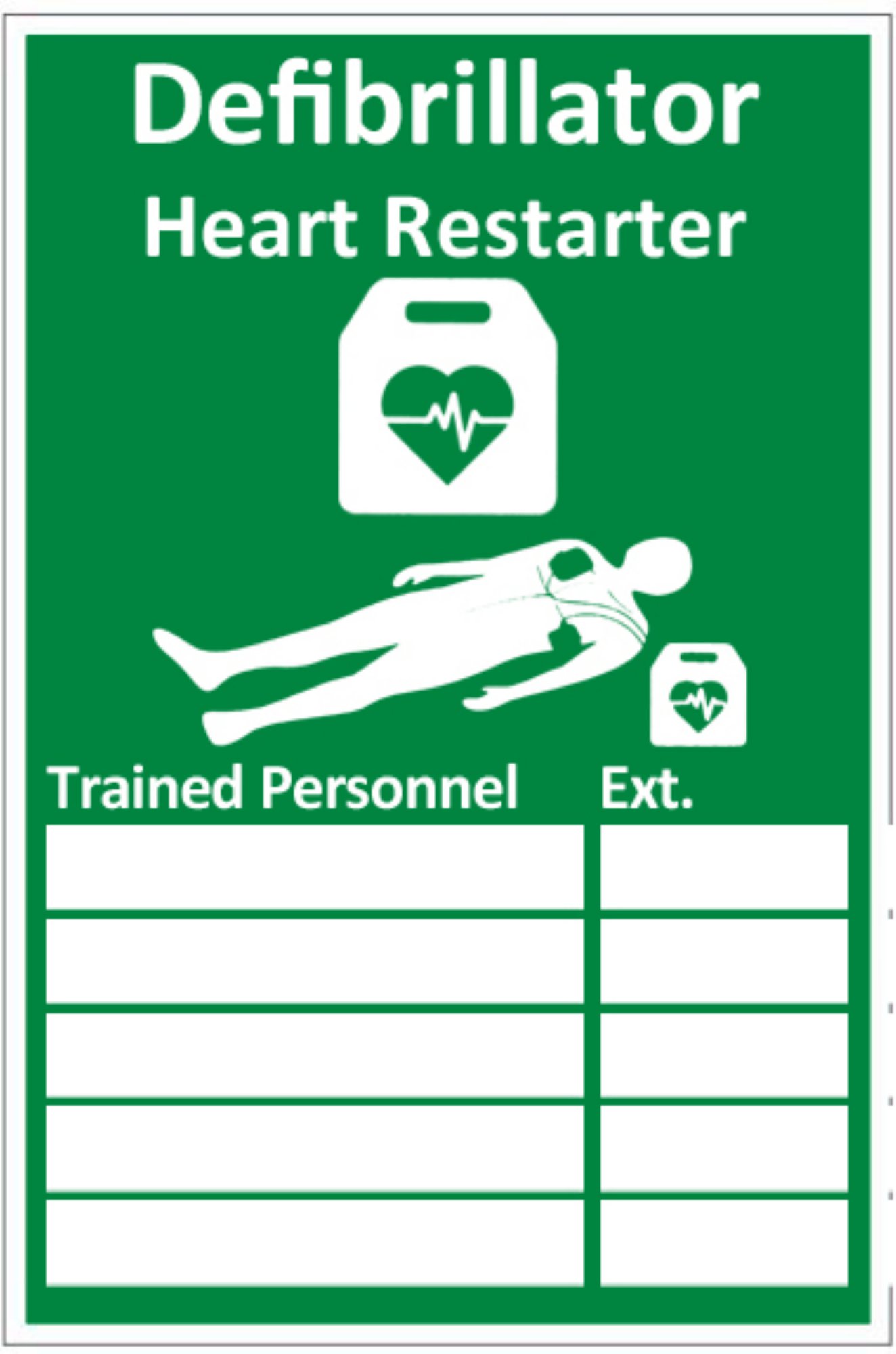 Click Medical Aed Automated External Defibrillator Sign Green 20X30cm