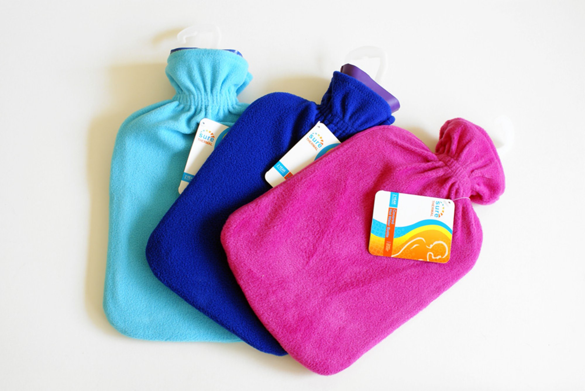 Click Medical Sure Thermal Long Hot Water Bottle With Fleece Cover Assorted (Pack of 6)