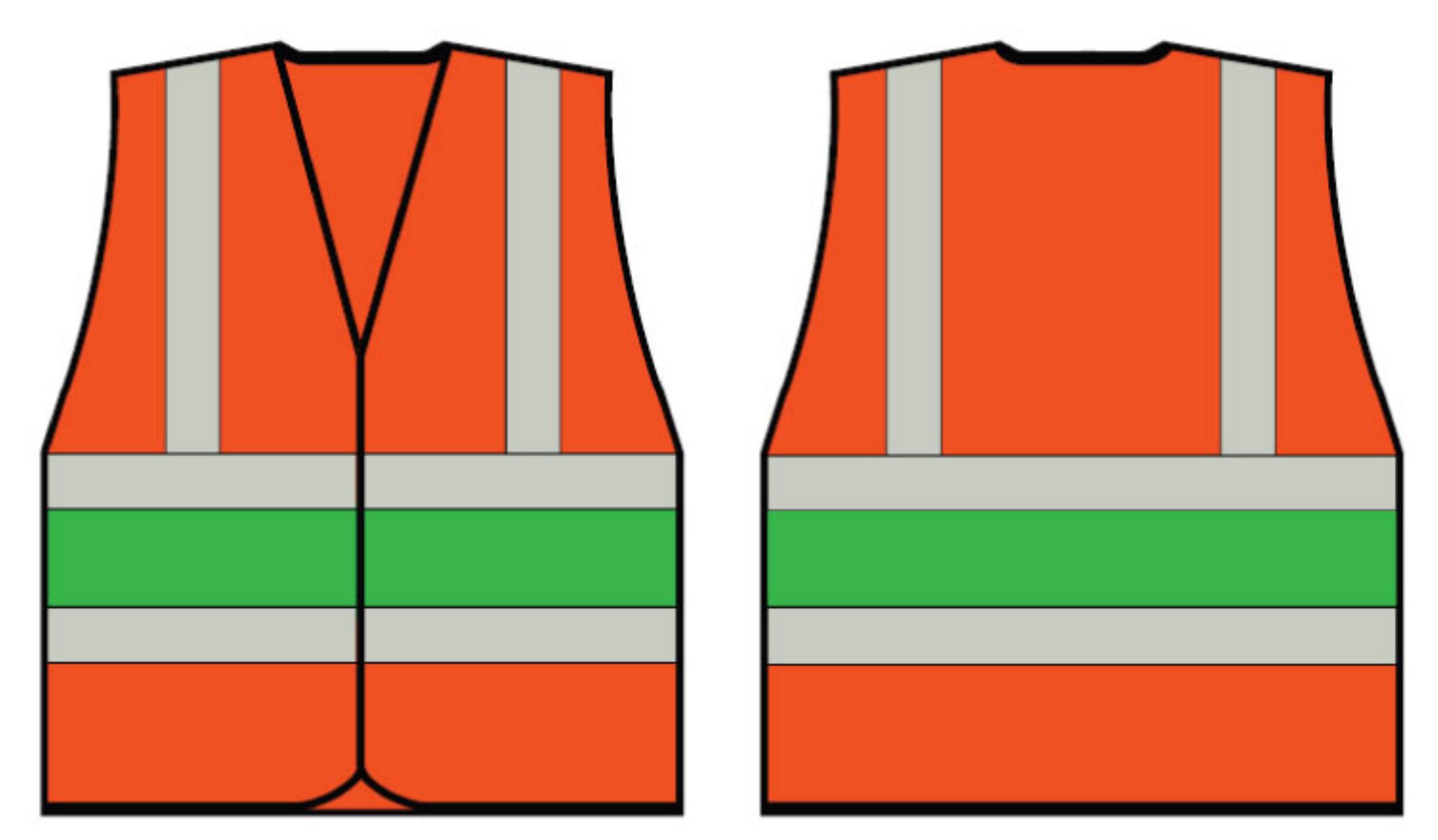 Beeswift High Visibility Orange Vest With Green Band Med
