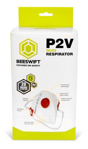 Beeswift Fold Flat P2 Mask with Valve (Pack 20) - 2FF2V