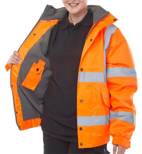 Beeswift Bomber Jacket Fleece Lined High Vis Orange XX Large (Pack 1) - CBJFLORXXL