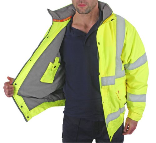 Beeswift Bomber Jacket Fleece Lined High Vis Yellow XX Large (Pack 1) - CBJFLSYXXL