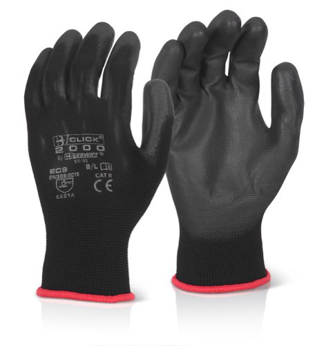 Beeswift PU Coated Glove Black X Large (Pack 10 Pairs) - EC9NBLXL