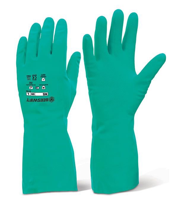 Beeswift Nitrile K/W F/C H/W Blue Sz 09