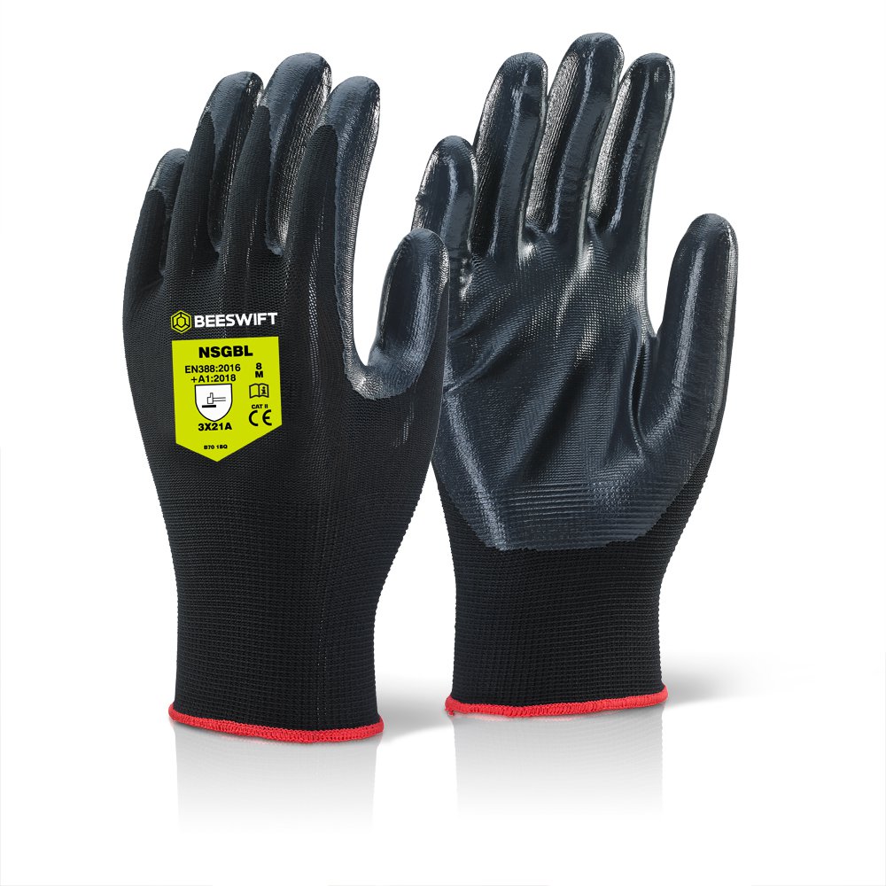Nitrile Fully Coated Black XL POS