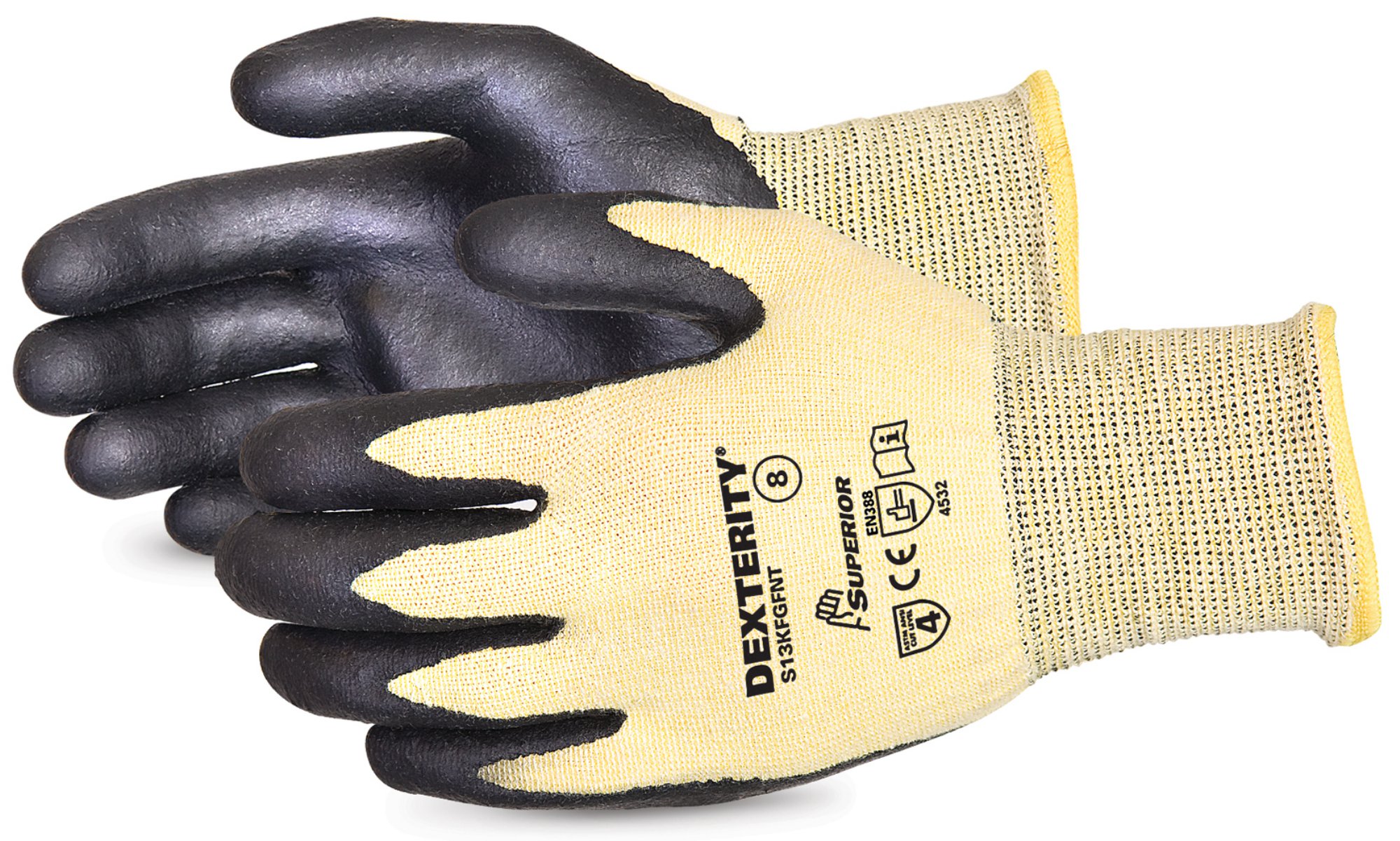 Superior Glove Tenactiv Cut-Resistant Compatibleosite Knit Glove With Foam Nitrile Palms Black 07