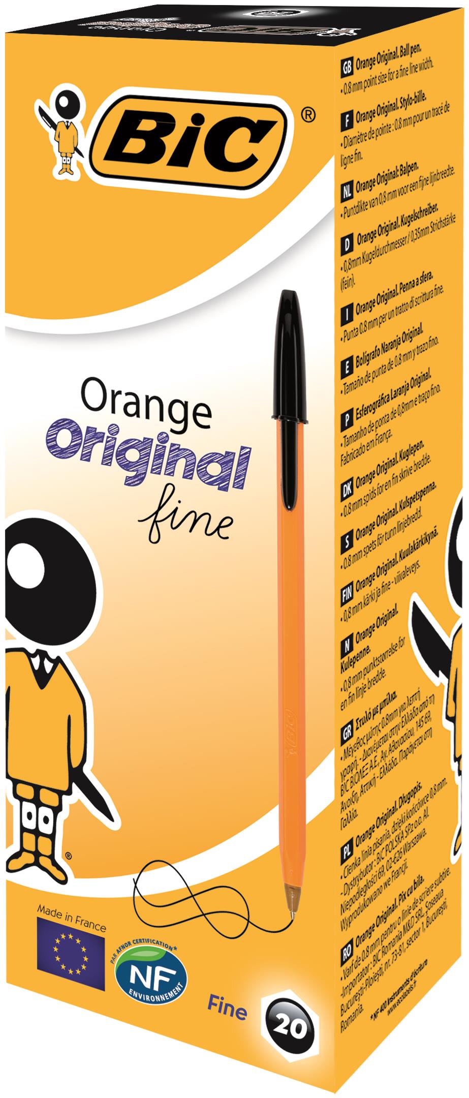 BIC Orange Ballpoint Pen Blue Fine 0.3mm Pack of 20