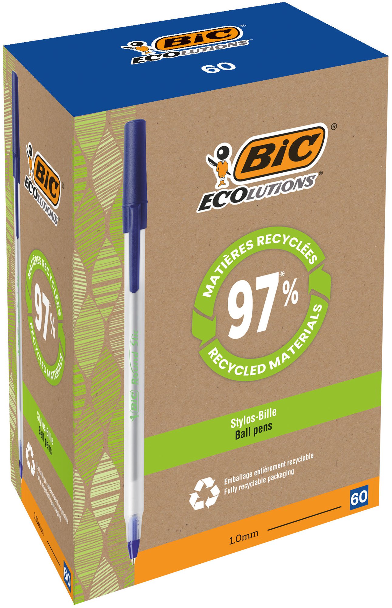 BIC Ecolutions Black Stic Ball Pen Pack of 60