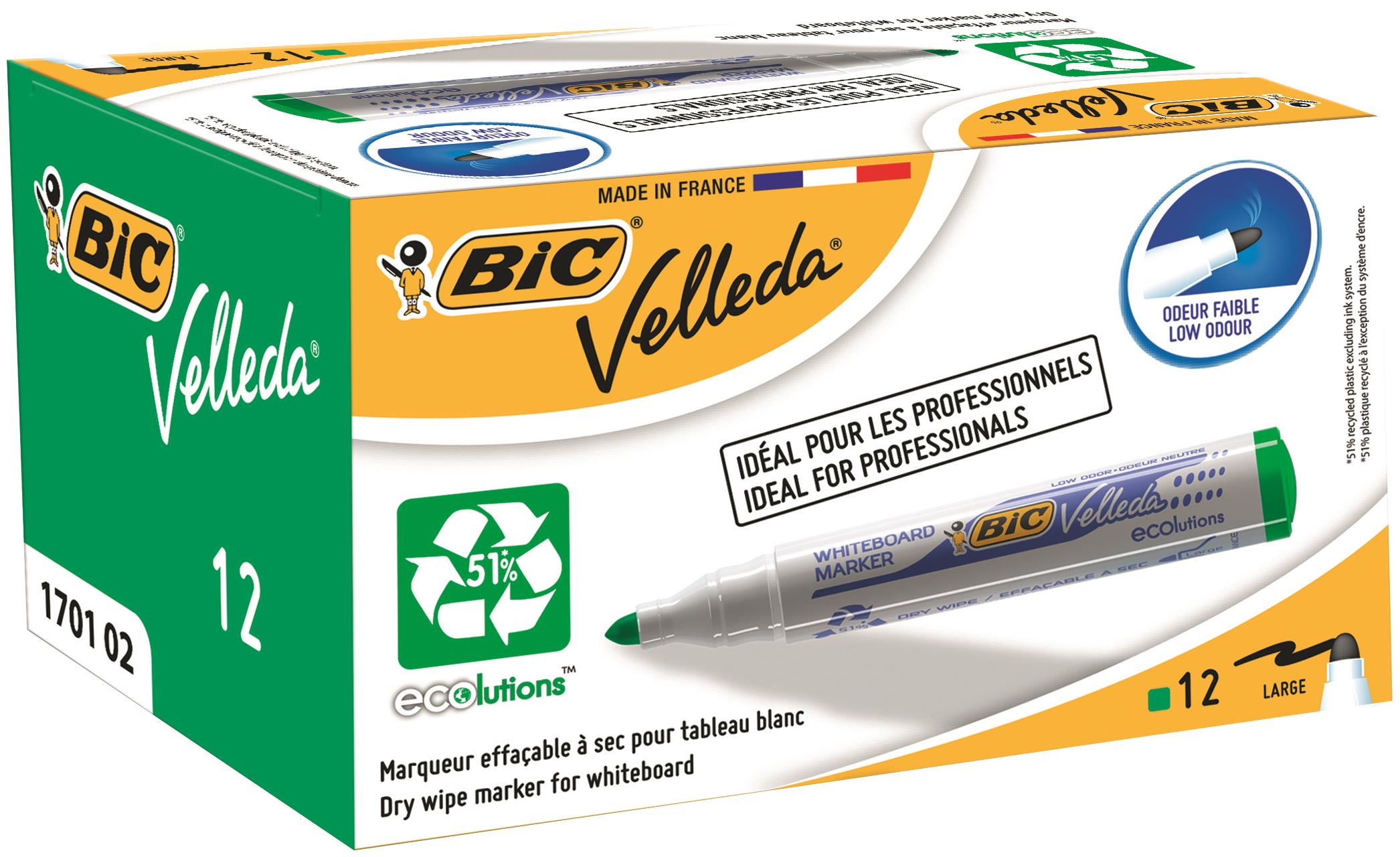 BIC Velleda 1701 Whiteboard Marker Bullet Tip 1.5mm Line Black Pack of 12