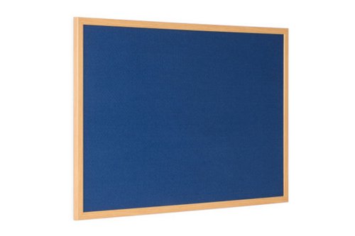 Bi-Office Earth Blue Felt Notice Board 22mm Oak Frame 600x450mm - FB0443239