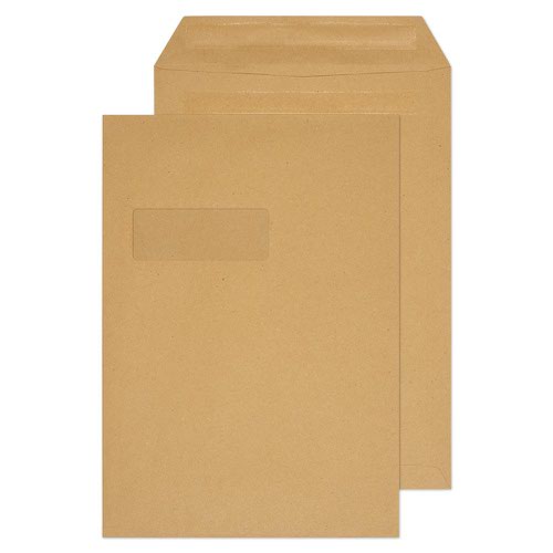 ValueX Everyday Envelopes C4 Manilla Pocket Window Self Seal 90gsm 324x229mm (Pack 250) - 12878