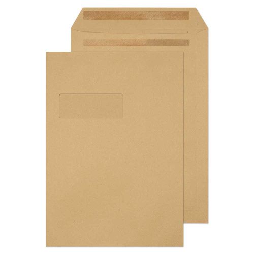 ValueX Everyday Envelopes C4 Manilla Pocket Window Self Seal 115gsm 324x229mm (Pack 250) - 13889