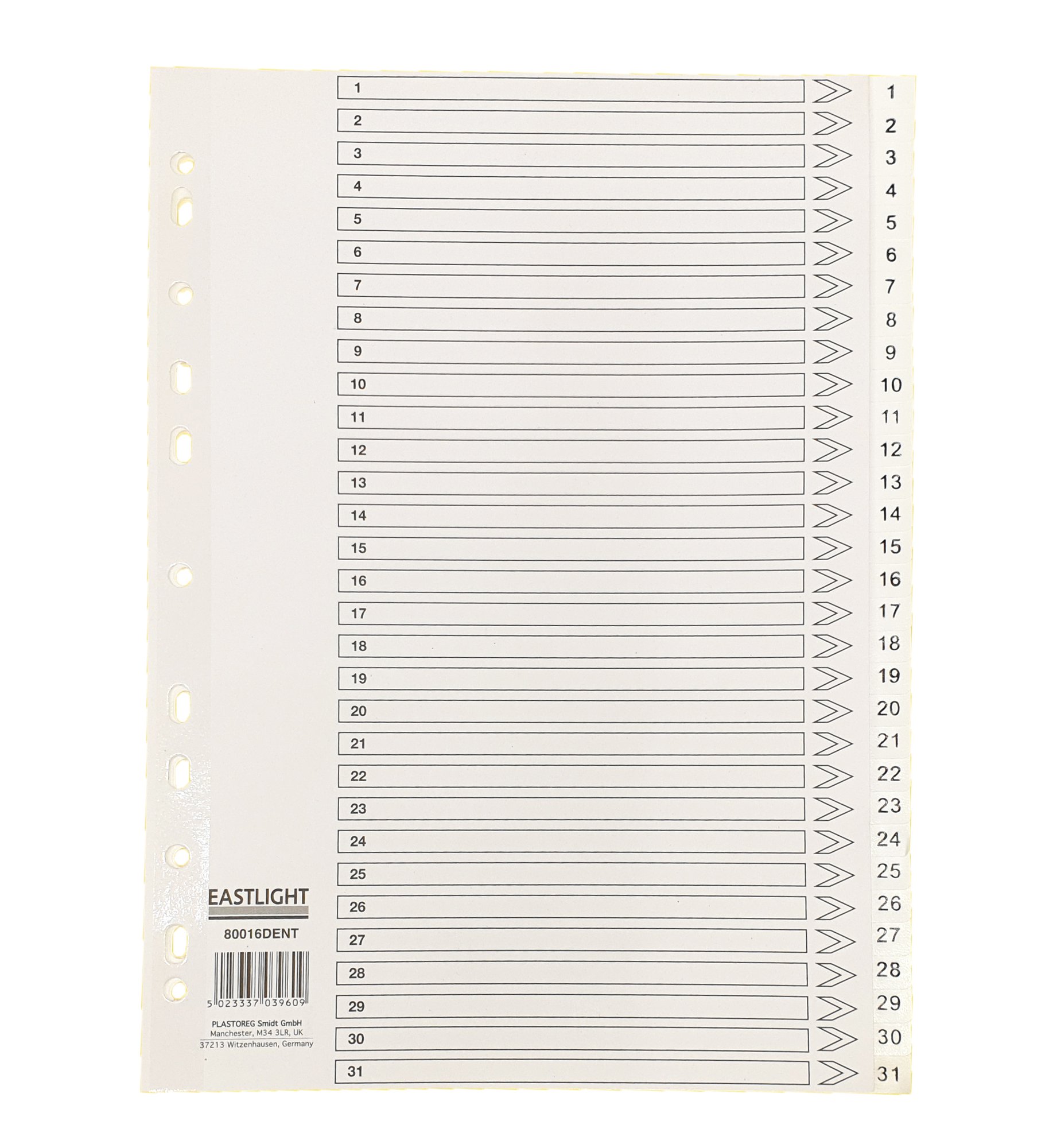 Index Polypropylene A4 1-31 White