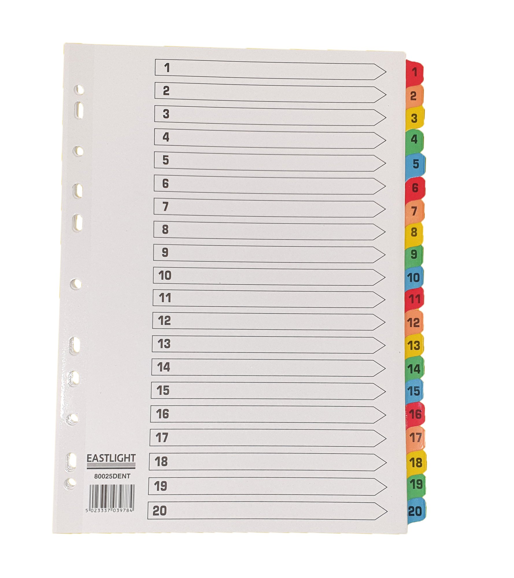 Index White Multicolour Tabs 1-10