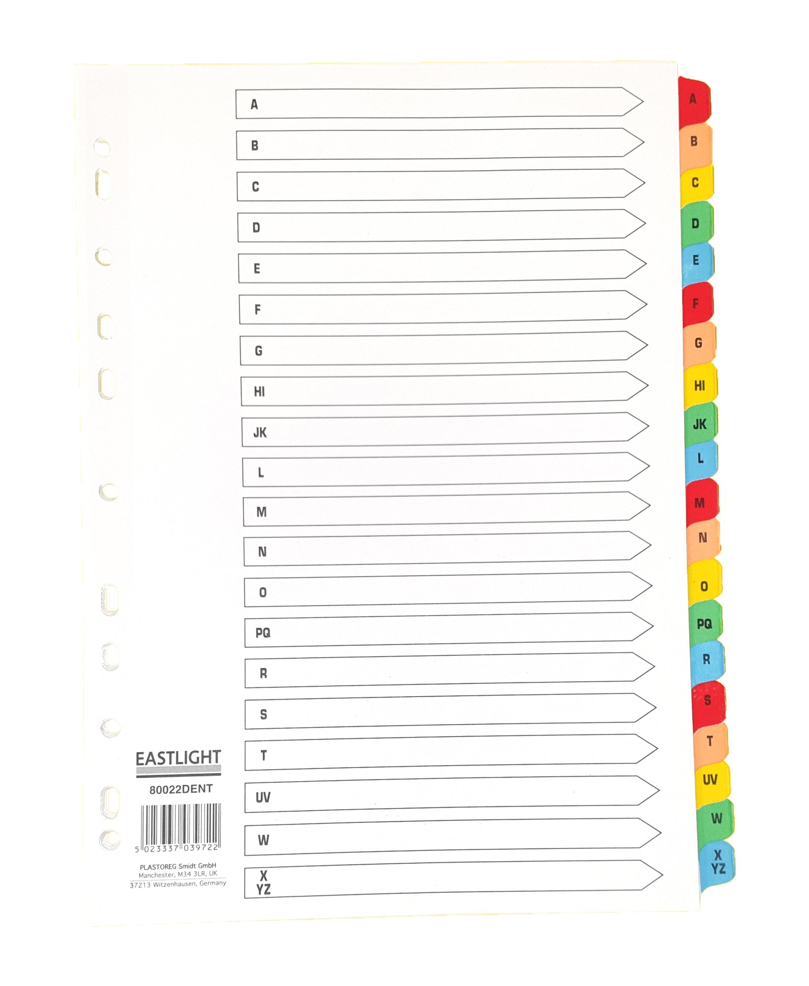 Index White Multicolour Tabs 1-20