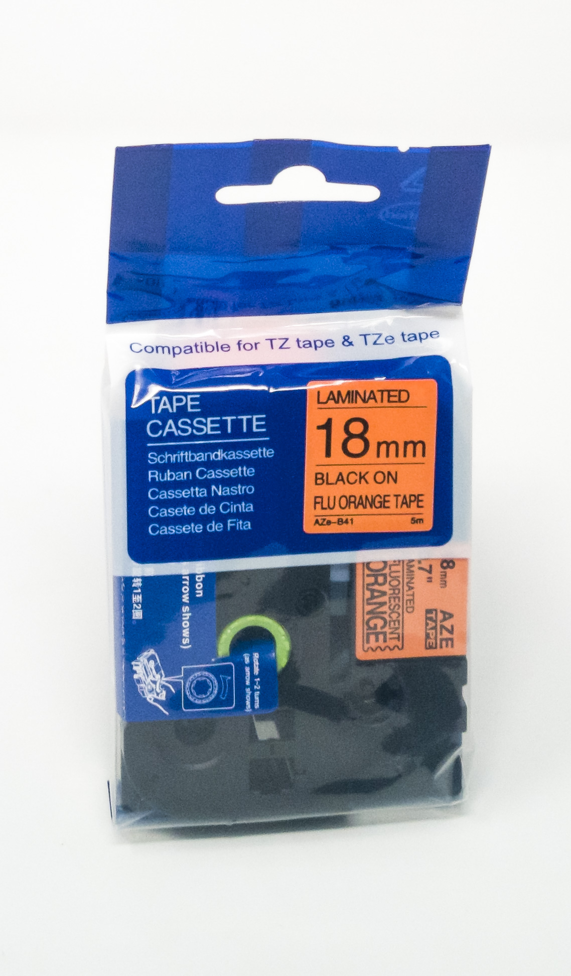 Brother P-Touch TZe-B41 Labelling Tape Cassette Black on Fluorescent Orange also for TZ-B41