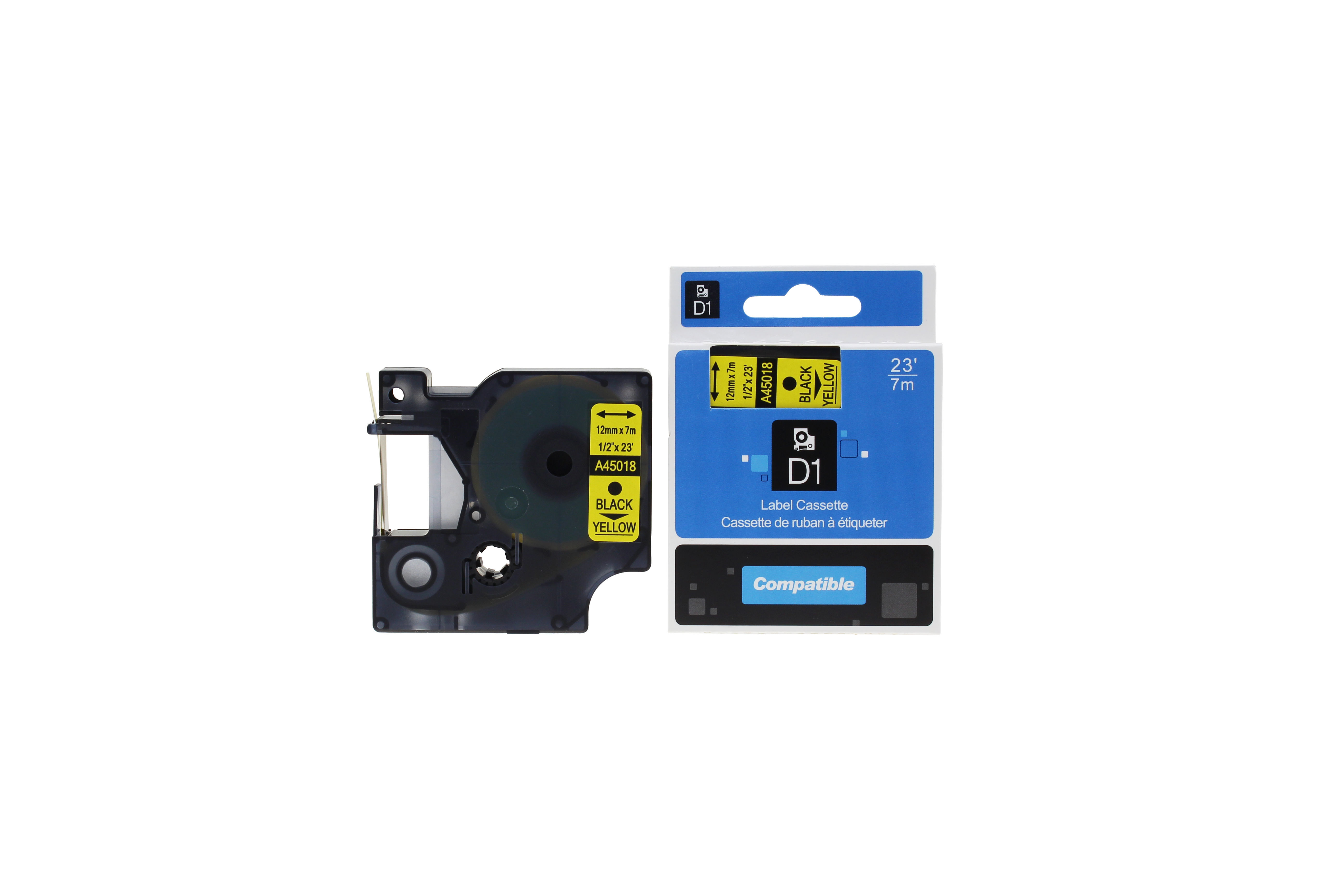 Compatible Dymo 45016 Labelling Tape Cassette Black on Blue 12mmx 7m