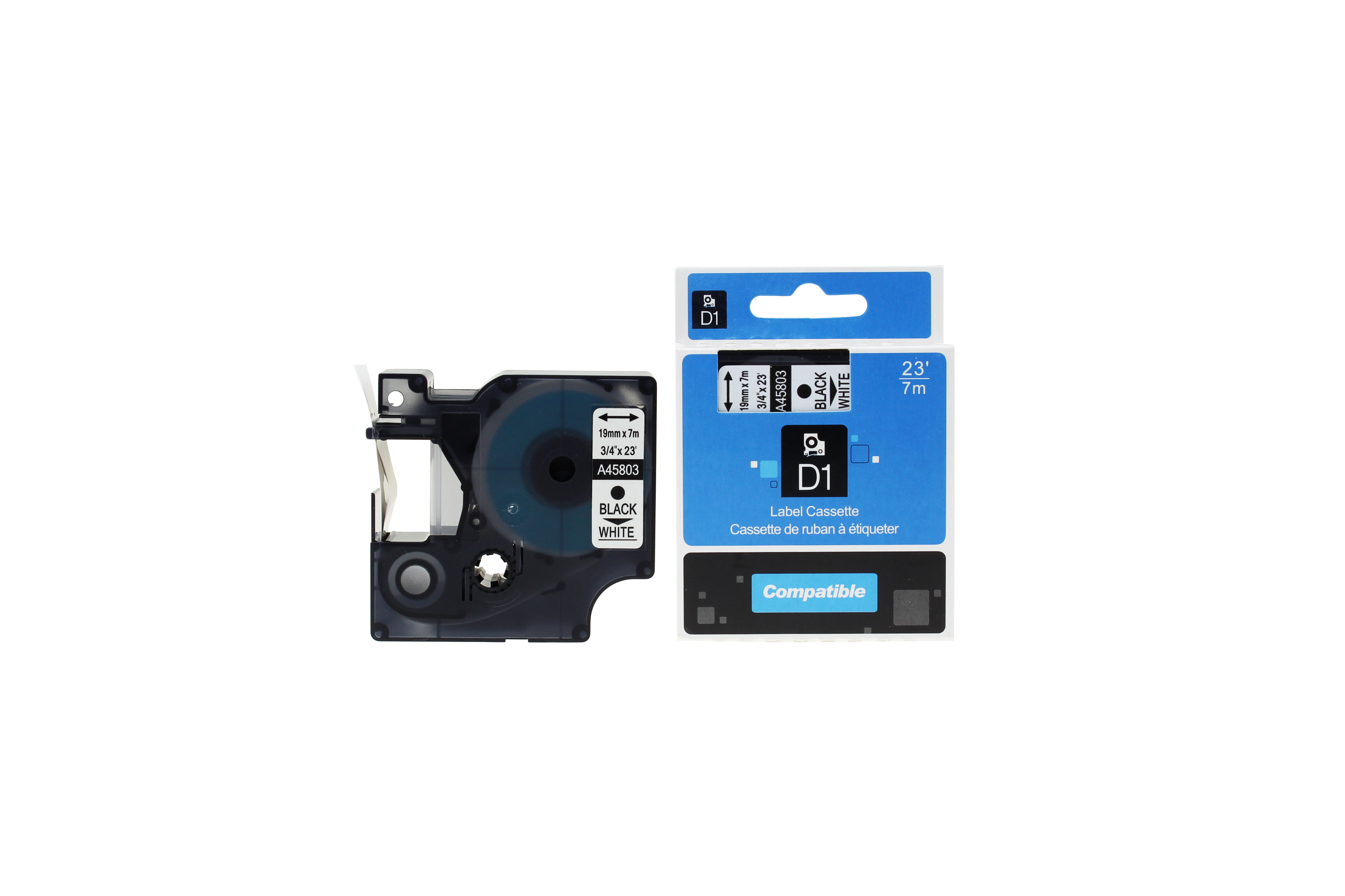 Compatible Dymo 45019 Labelling Tape Cassette Black on Green 12mmx 7m