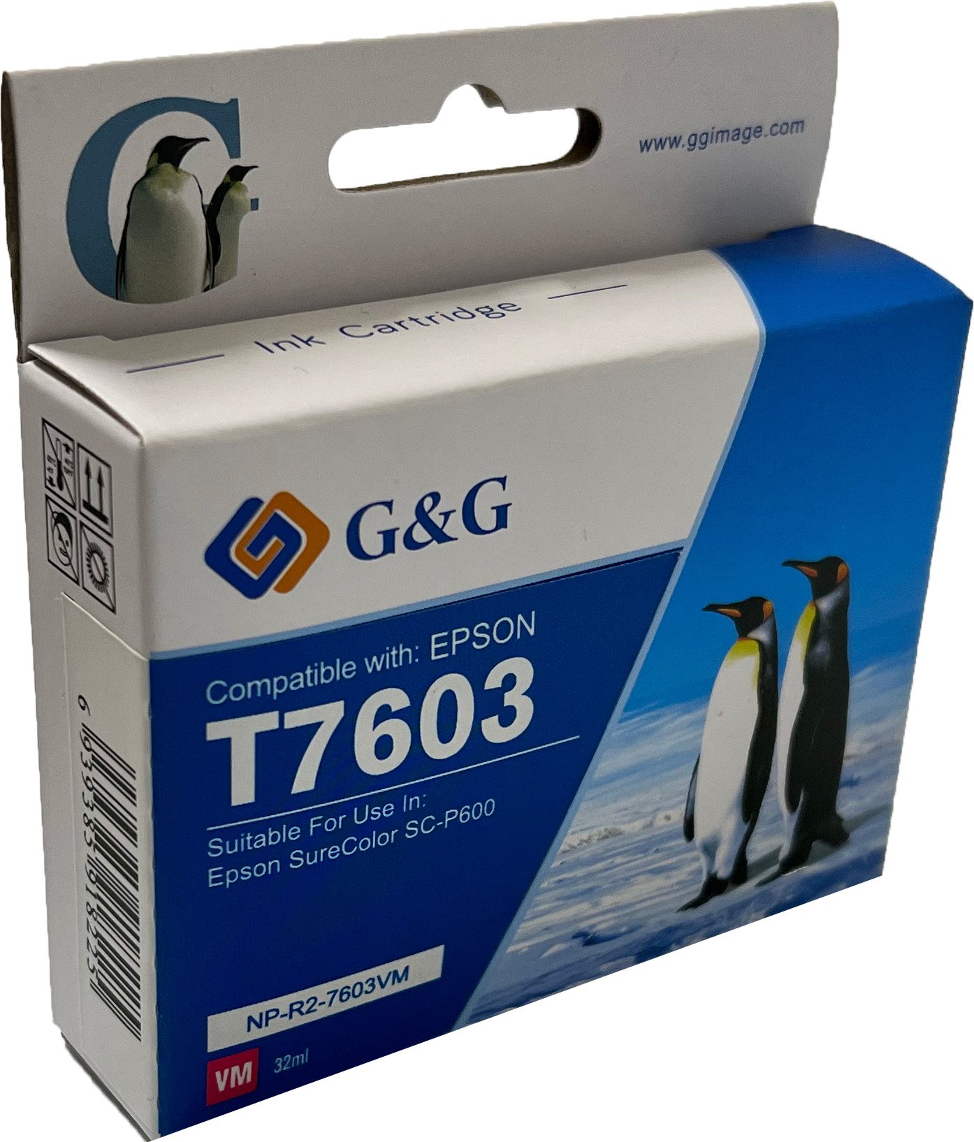 Compatible Epson G+G T7602 Cyan Wide Format Ink Ctg C13T760240