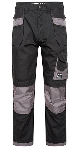 JCB Trade Plus Black/Grey Rip Stop Trouser 36