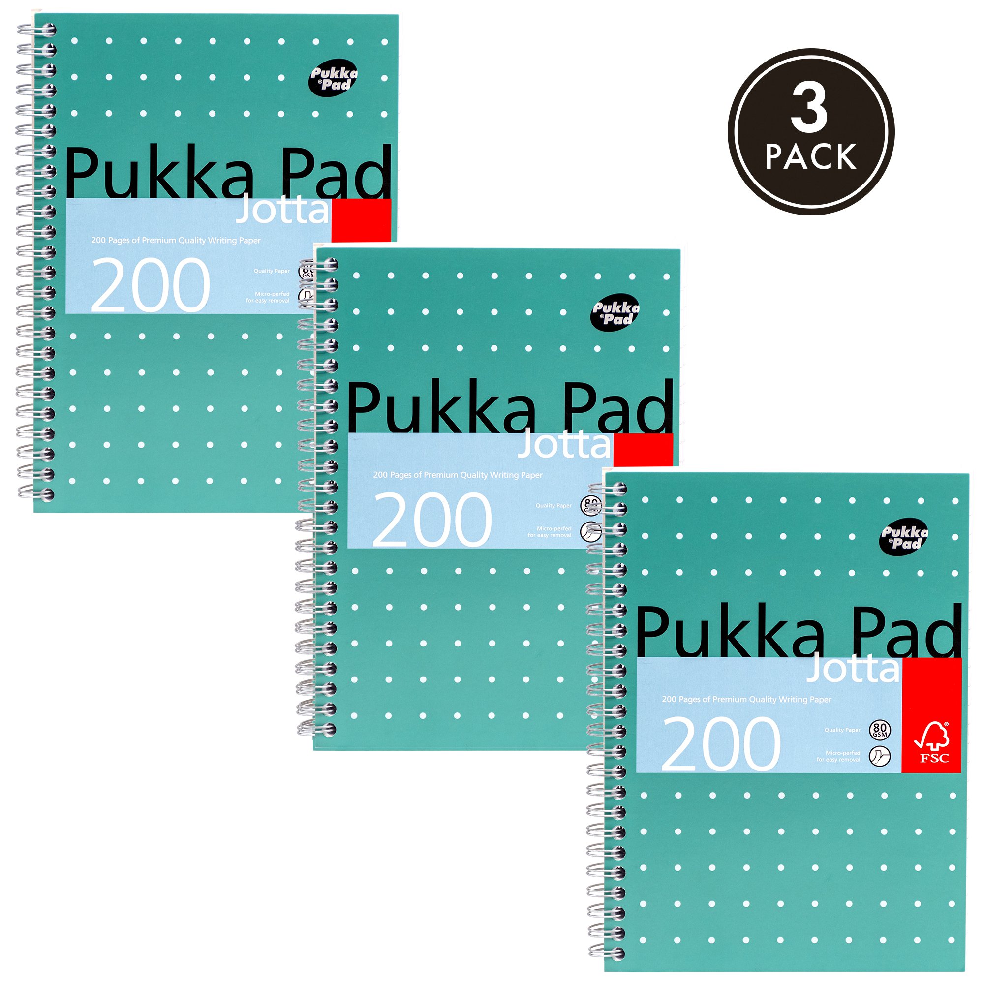 Pukka Pad Metallic Jotta A4 Wirebound Hardcover Notepad 100 80GSM Square Sheets (3)
