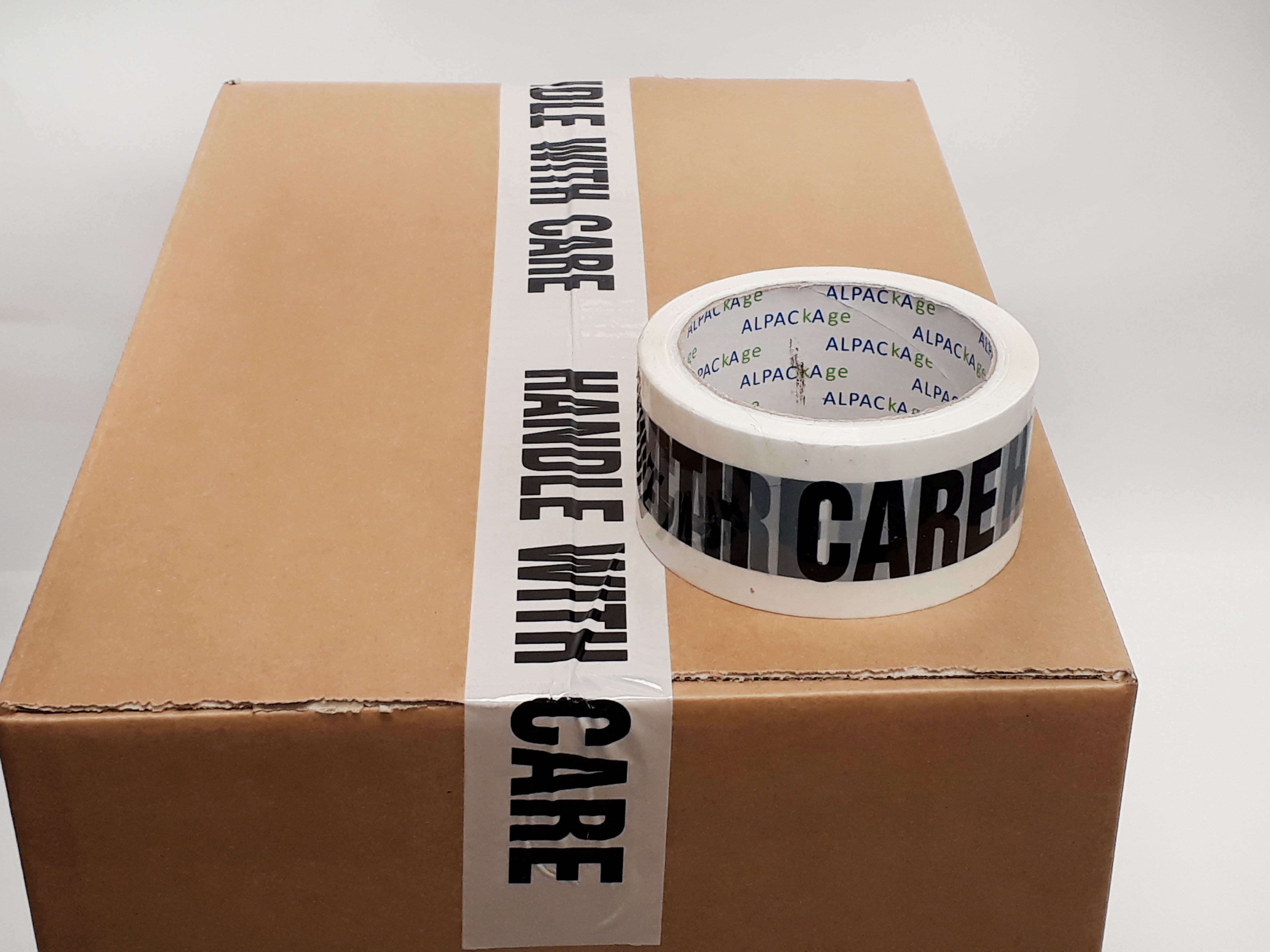 Pk 6 Printed BOPP Tape FRAGILE 48mm  66m  38mu Red/ Wht TFP486638