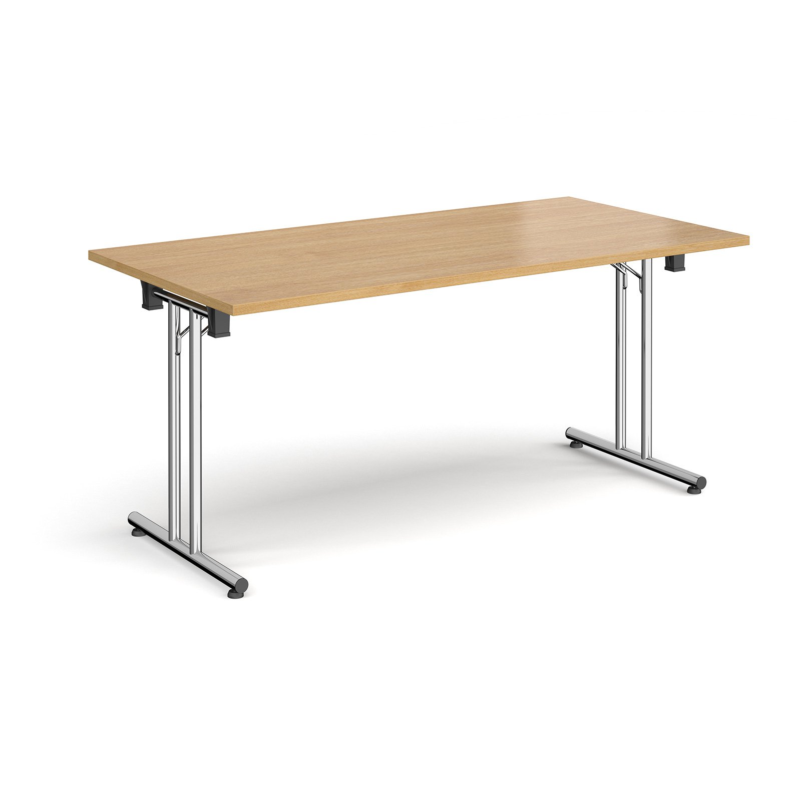 Rectangular folding leg table with chrome legs and straight foot rails ...