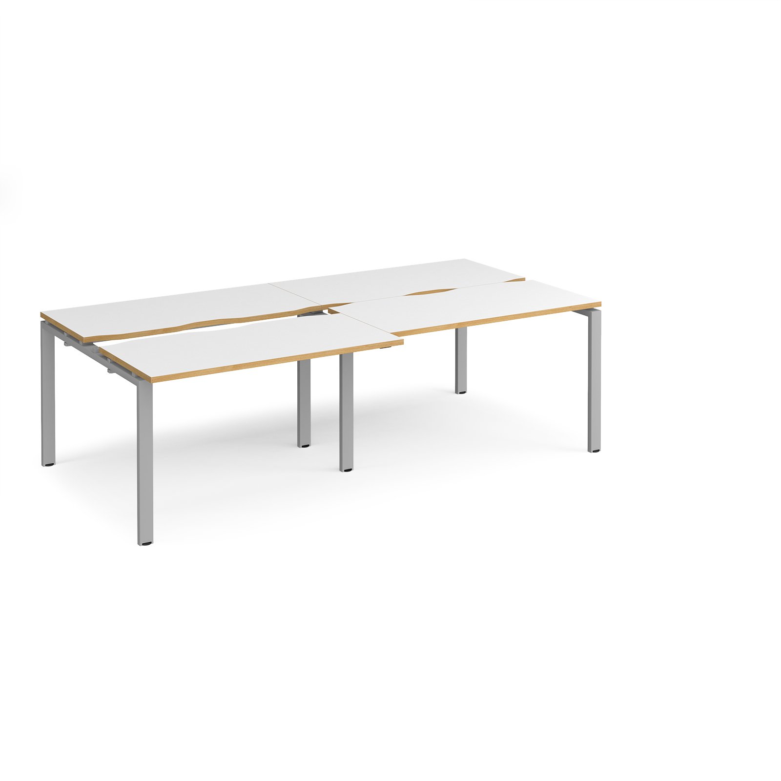Adapt sliding top double back to back desks 2400mm x 1200mm - silver ...