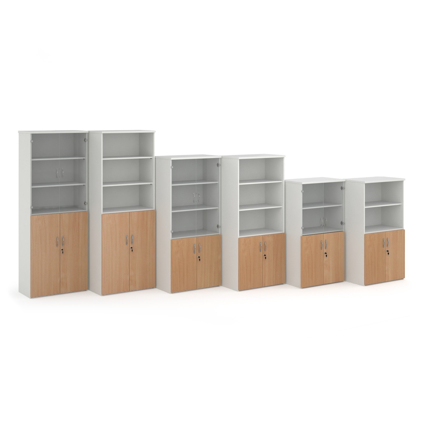 Duo combination unit with open top 2140mm high with 5 shelves - white ...