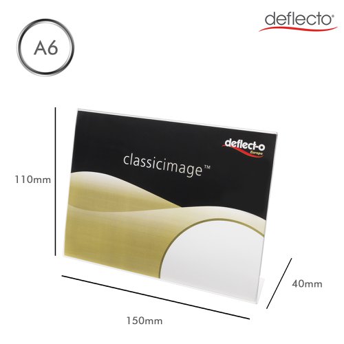 Deflecto A6 Landscape Slanted Literature Display Sign Holder Crystal Clear - 684201