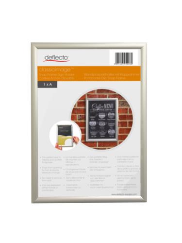 Deflecto A2 Wall Mounted 25mm Aluminium Snap Frame Literature Display Sign Holder Silver Effect Frame - SFA2S