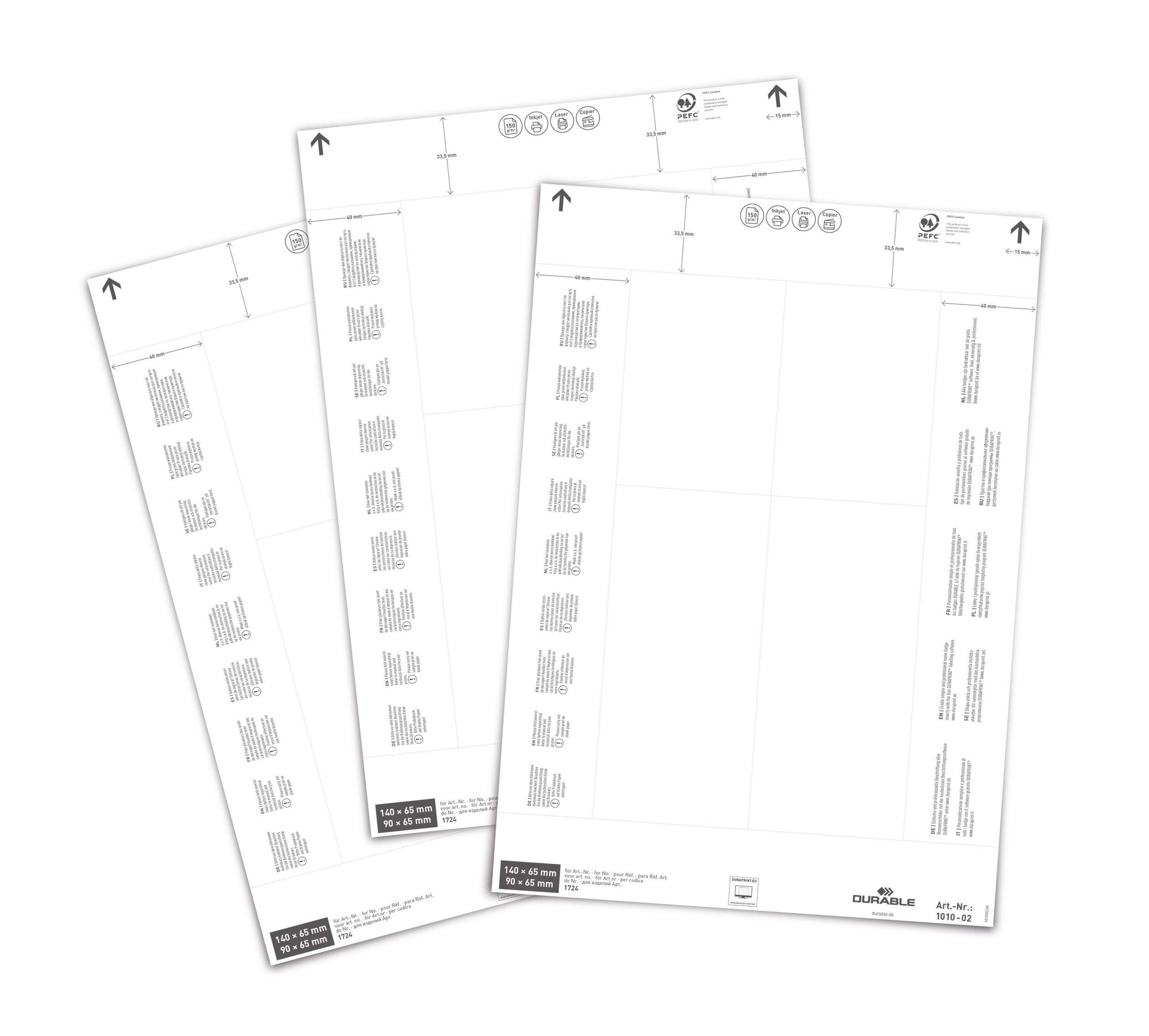 Durable Ticket Sheet Inserts 150x67mm (80)