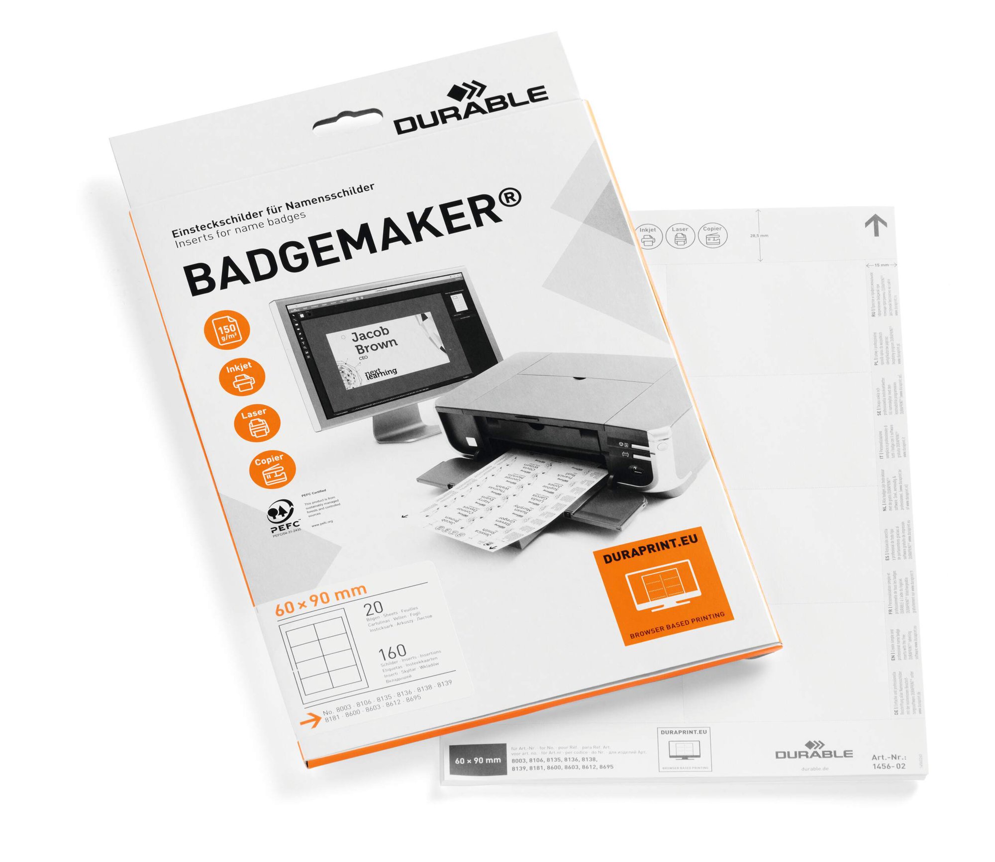 Durable BADGEMAKER Inserts 54x90mm (200)