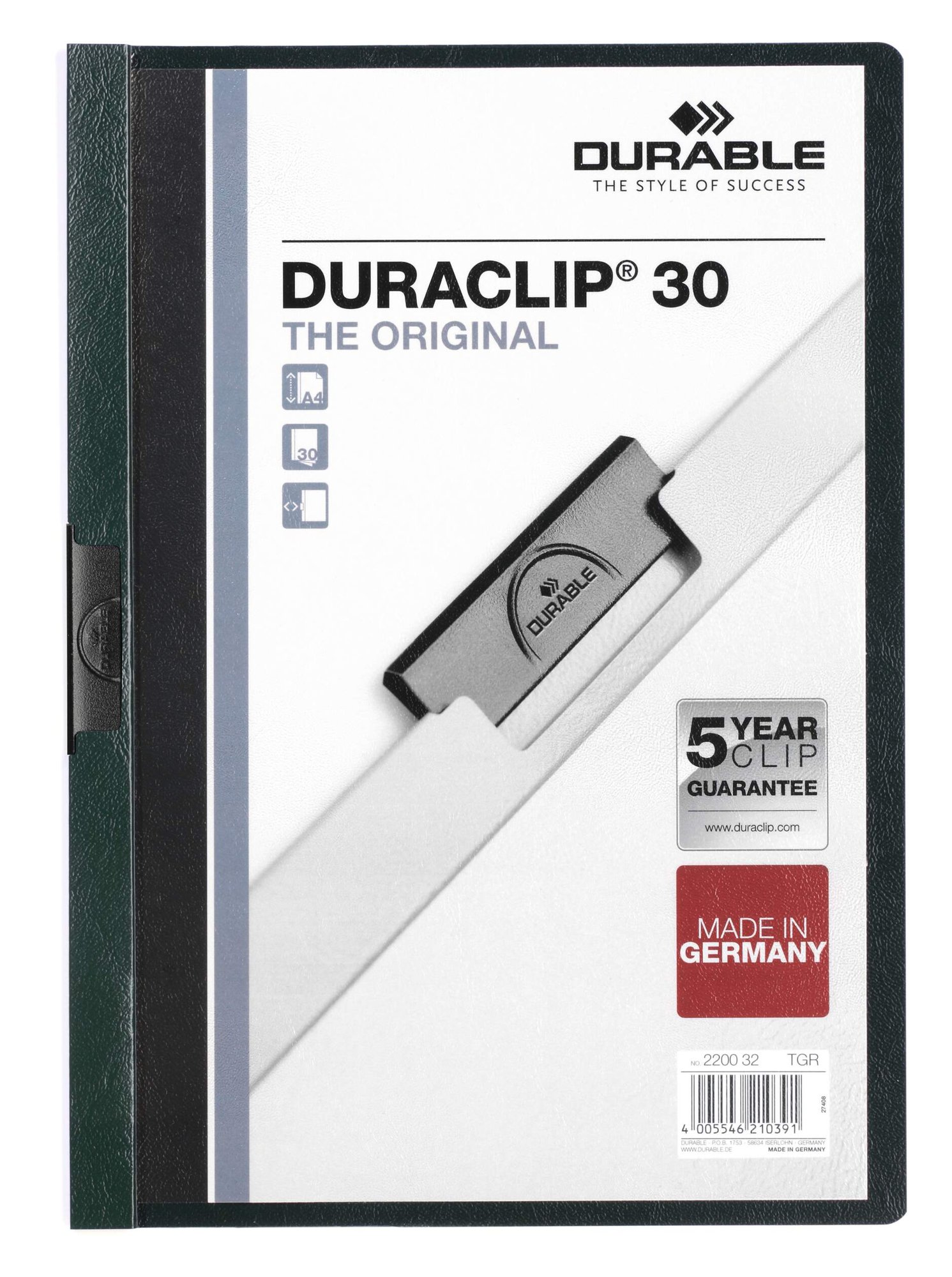 Durable DURACLIP 30 A4 Folder Dark Red (25)