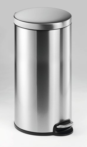 Durable Pedal Bin Stainless Steel 30 Litre Round Silver - 340323