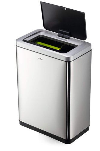 Durable NO TOUCH DUO Sensor Waste Bin 2 x 20L Capacity Silver - 342423