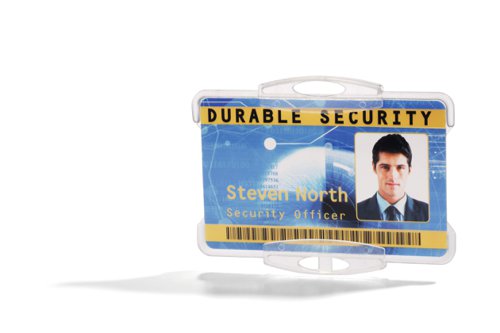 Durable Security Pass Holder 54x87mm Holds 1 ID/Security Card Transparent (Pack 10) - 891819