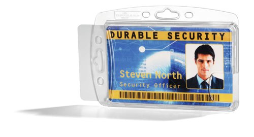 Durable Duo Security Pass Holder 54x87mm Holds 2 ID/Security Cards Transparent (Pack 10) - 892419