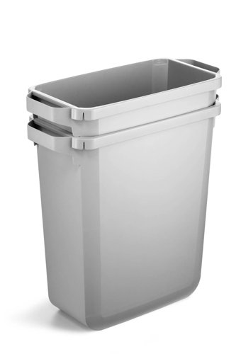 Durable DURABIN Plastic Waste Recycling Bin 60 Litre Rectangular Grey with Grey Lid - VEH2023019