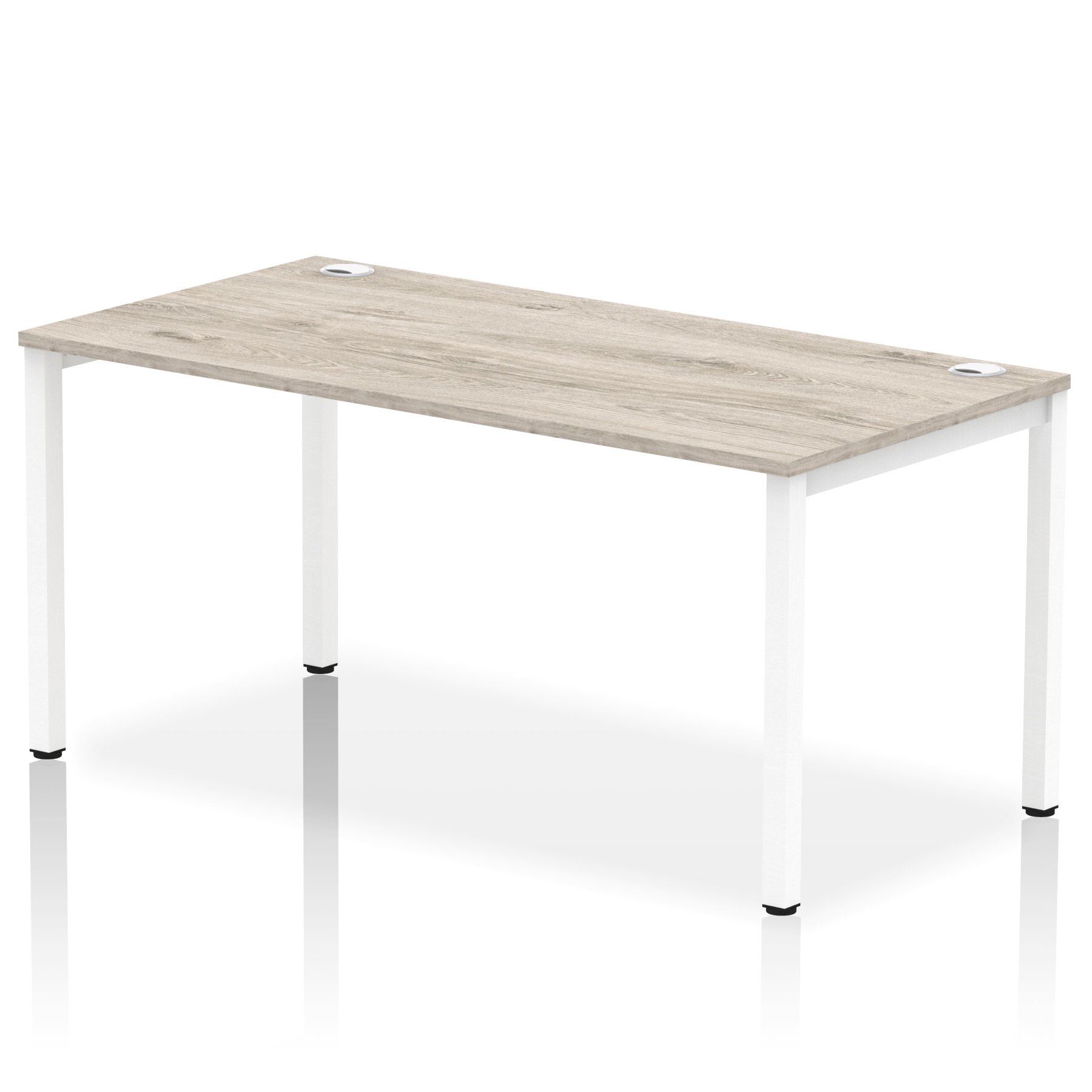 Impulse Single Row Bench Desk W1600 X D800 X H730mm Grey Oak Finish White Frame