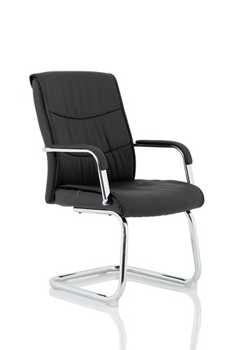 Carter+Black+Luxury+Faux+Leather+Cantilever+Chair+With+Arms
