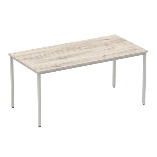 Impulse+1600mm+Straight+Table+Grey+Oak+Top+Silver+Box+Frame+Leg