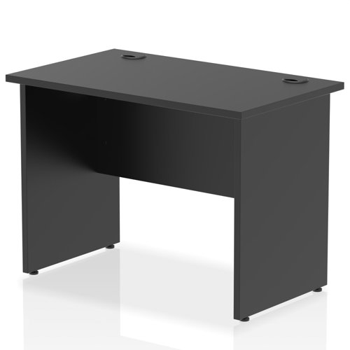 Dynamic Impulse W1000 x D600 x H730mm Slimline Straight Office Desk With Cable Management Ports Panel End Leg Black Finish - I004968